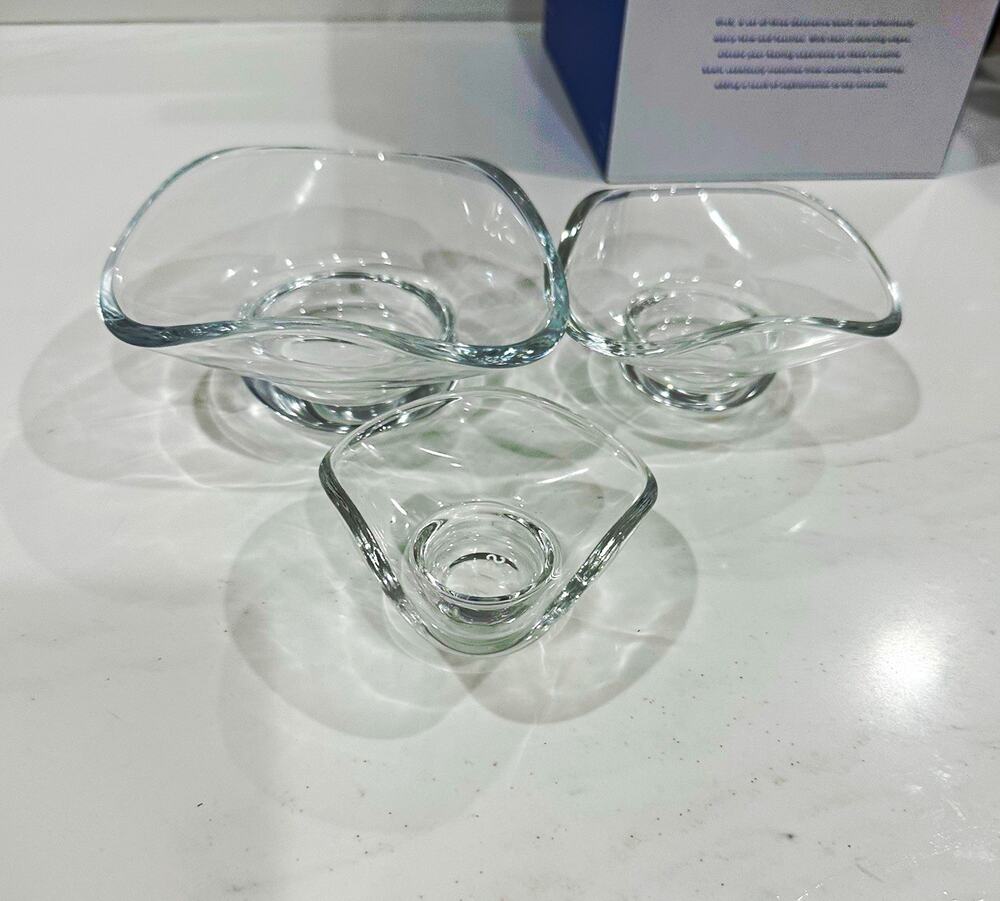 SIN Urch Sculptural Clear Glass Decorative Nesting Bowls - Set of 3